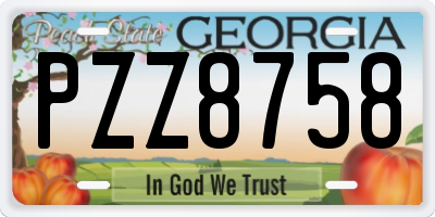 GA license plate PZZ8758
