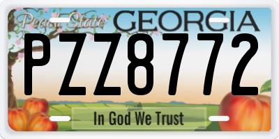 GA license plate PZZ8772