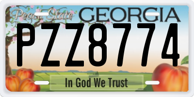 GA license plate PZZ8774