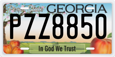 GA license plate PZZ8850
