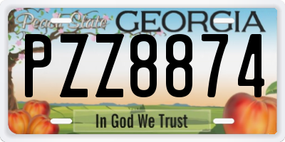 GA license plate PZZ8874