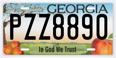 GA license plate PZZ8890