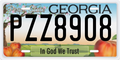 GA license plate PZZ8908