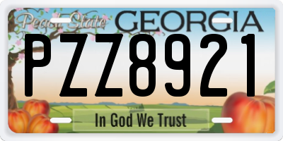 GA license plate PZZ8921