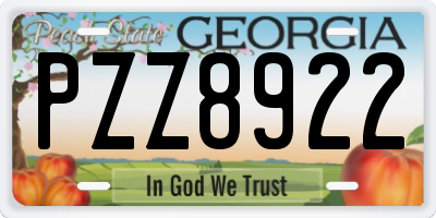 GA license plate PZZ8922