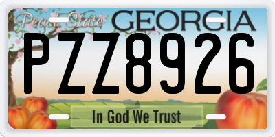 GA license plate PZZ8926