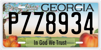 GA license plate PZZ8934