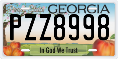 GA license plate PZZ8998
