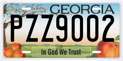 GA license plate PZZ9002
