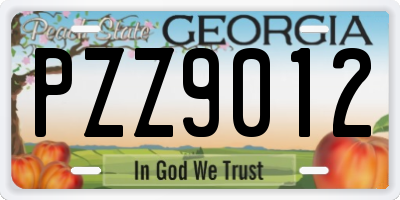 GA license plate PZZ9012