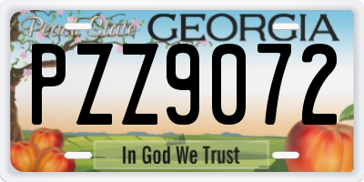 GA license plate PZZ9072