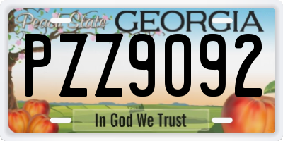 GA license plate PZZ9092