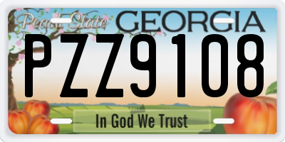 GA license plate PZZ9108