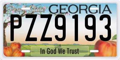 GA license plate PZZ9193