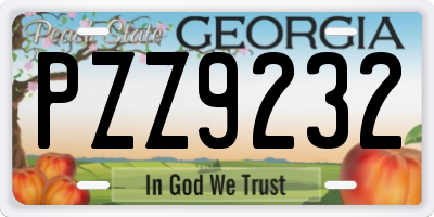 GA license plate PZZ9232