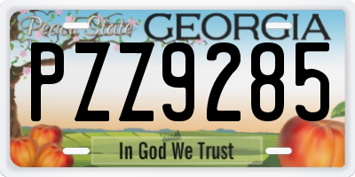 GA license plate PZZ9285