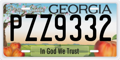GA license plate PZZ9332