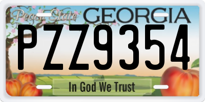 GA license plate PZZ9354