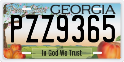 GA license plate PZZ9365