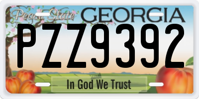 GA license plate PZZ9392