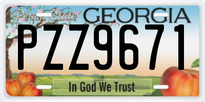 GA license plate PZZ9671
