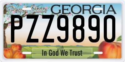 GA license plate PZZ9890