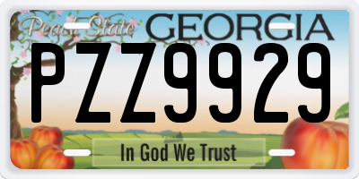 GA license plate PZZ9929