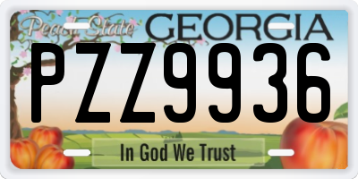GA license plate PZZ9936