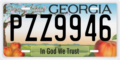 GA license plate PZZ9946