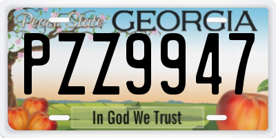 GA license plate PZZ9947