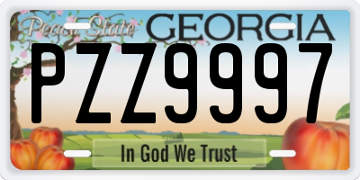 GA license plate PZZ9997