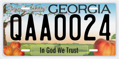GA license plate QAA0024