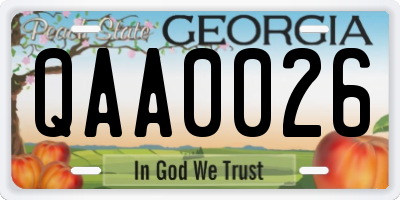 GA license plate QAA0026