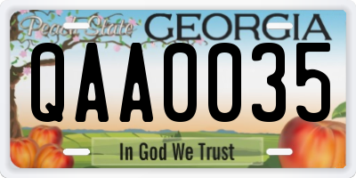 GA license plate QAA0035