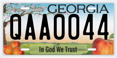 GA license plate QAA0044