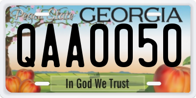 GA license plate QAA0050