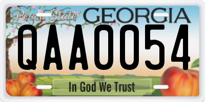 GA license plate QAA0054