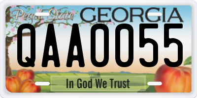 GA license plate QAA0055