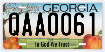 GA license plate QAA0061