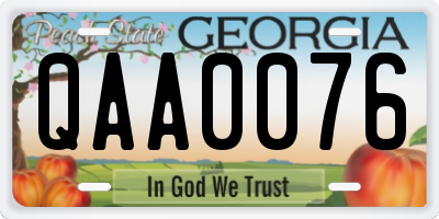 GA license plate QAA0076