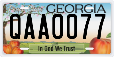 GA license plate QAA0077