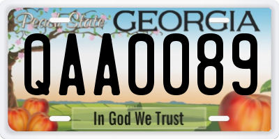 GA license plate QAA0089
