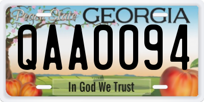 GA license plate QAA0094