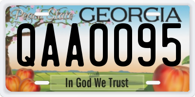 GA license plate QAA0095