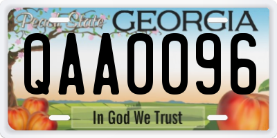 GA license plate QAA0096