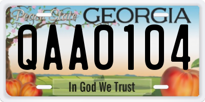 GA license plate QAA0104