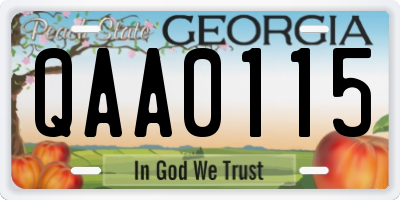 GA license plate QAA0115