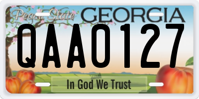 GA license plate QAA0127