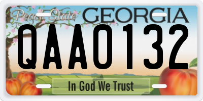 GA license plate QAA0132
