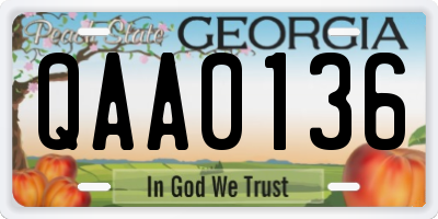 GA license plate QAA0136